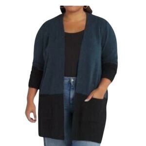 Love Ellie Stitch Fix womens blue/black longline cardigan Size Small Office cozy